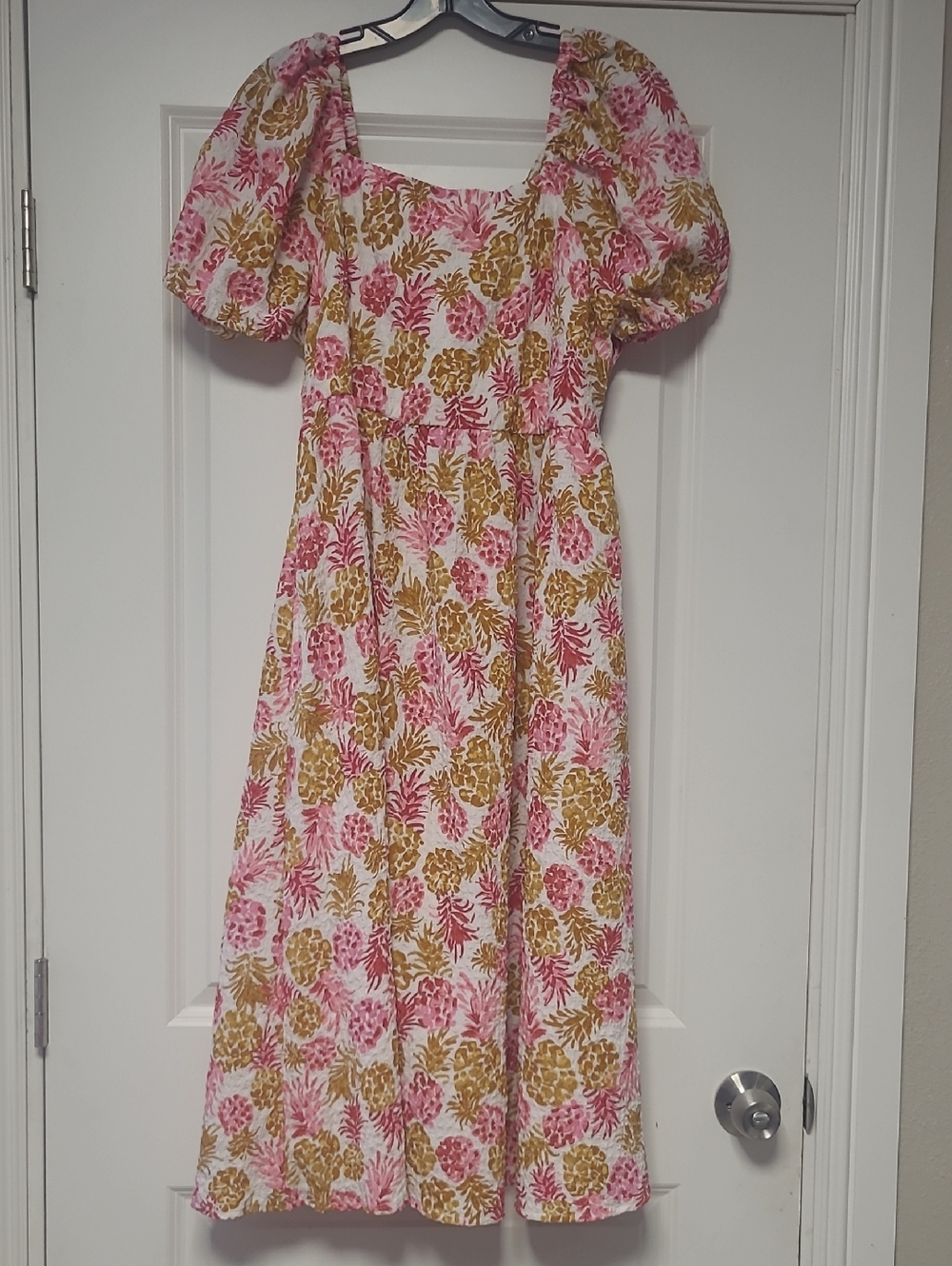 Time and Tru Floral Midi Dress in Pink & Mustard